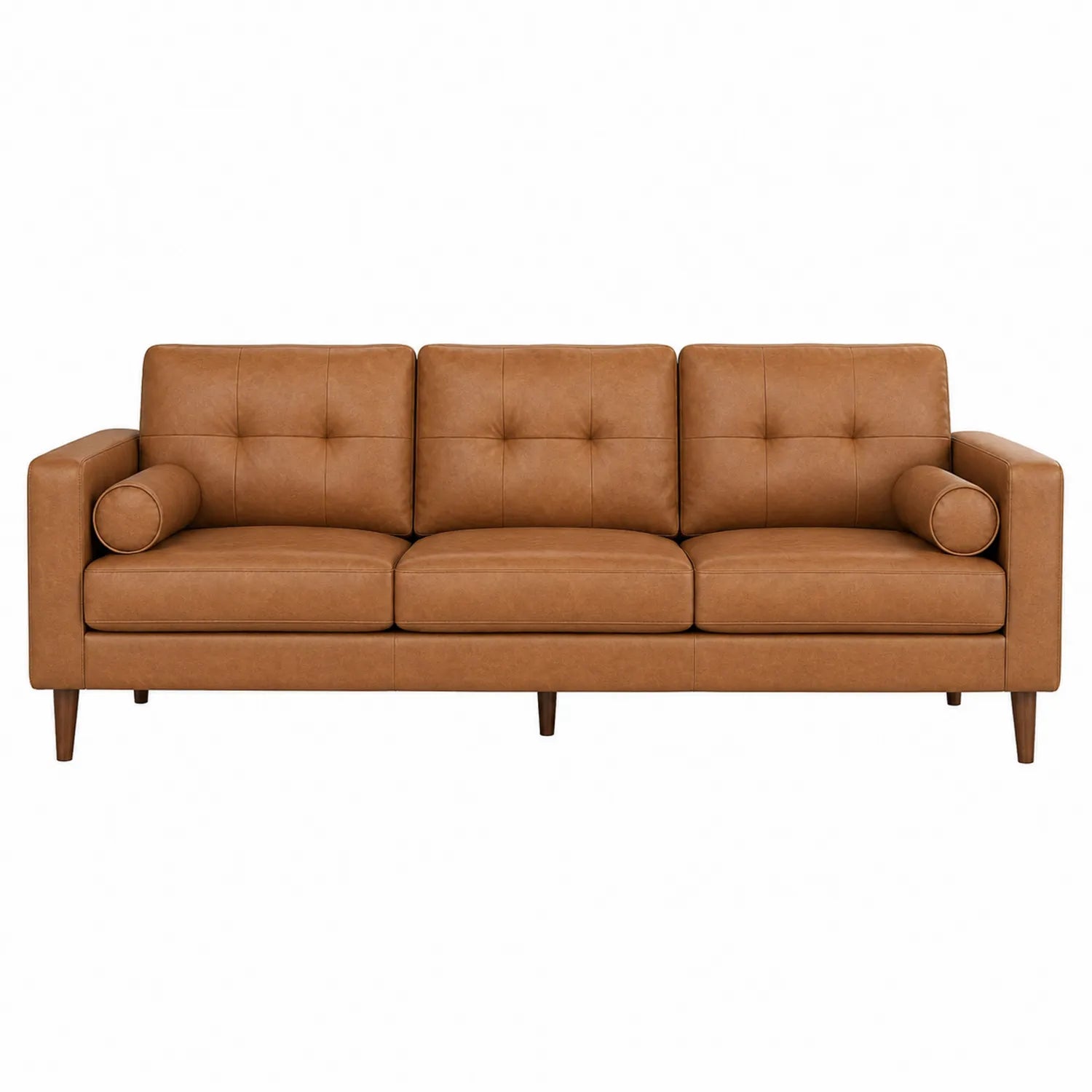 Sofa trzyosobowa ze skóry PU brązowa 205cm
