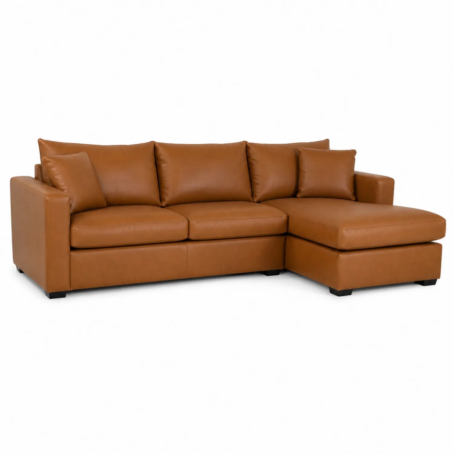 Sofa narożna z brązowej skóry 3-osobowa