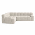 Sofa narożna z tkaniny w kształcie L kremowa 250 cm