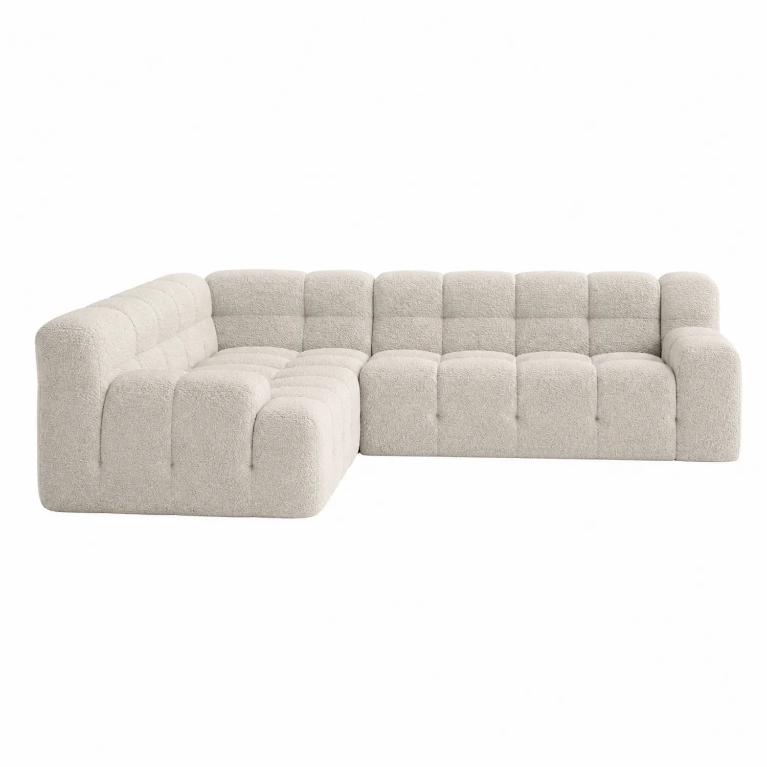 Sofa narożna z tkaniny w kształcie L kremowa 250 cm