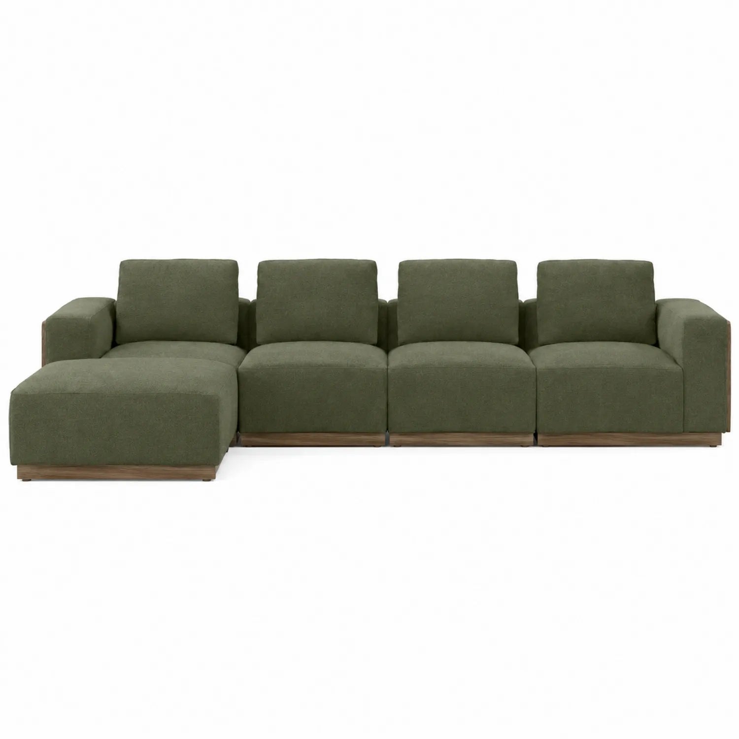 Modułowa zielona sofa narożna z tkaniny 300 cm