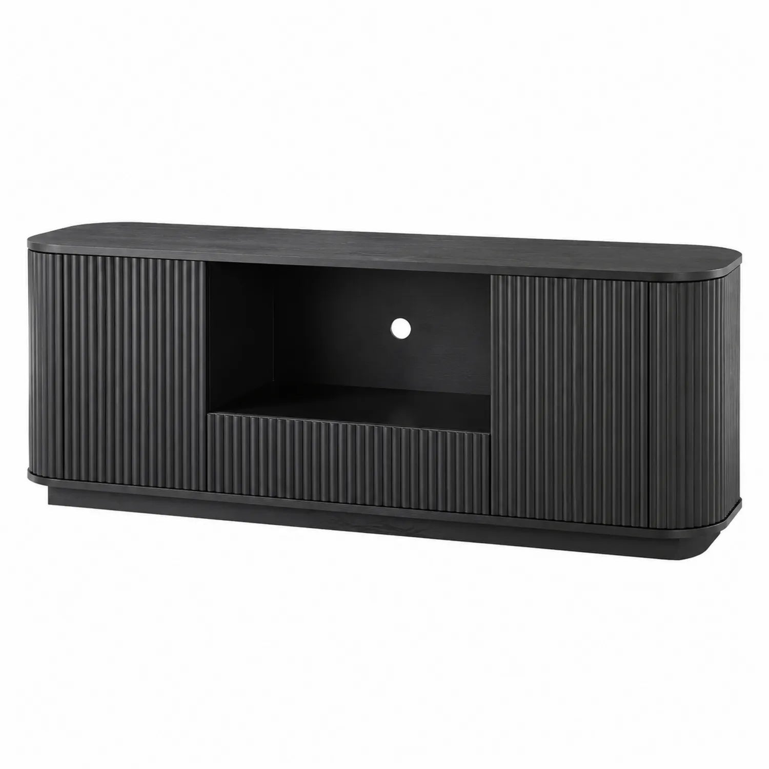 Szafka RTV drewniana czarna 150x40x50 cm