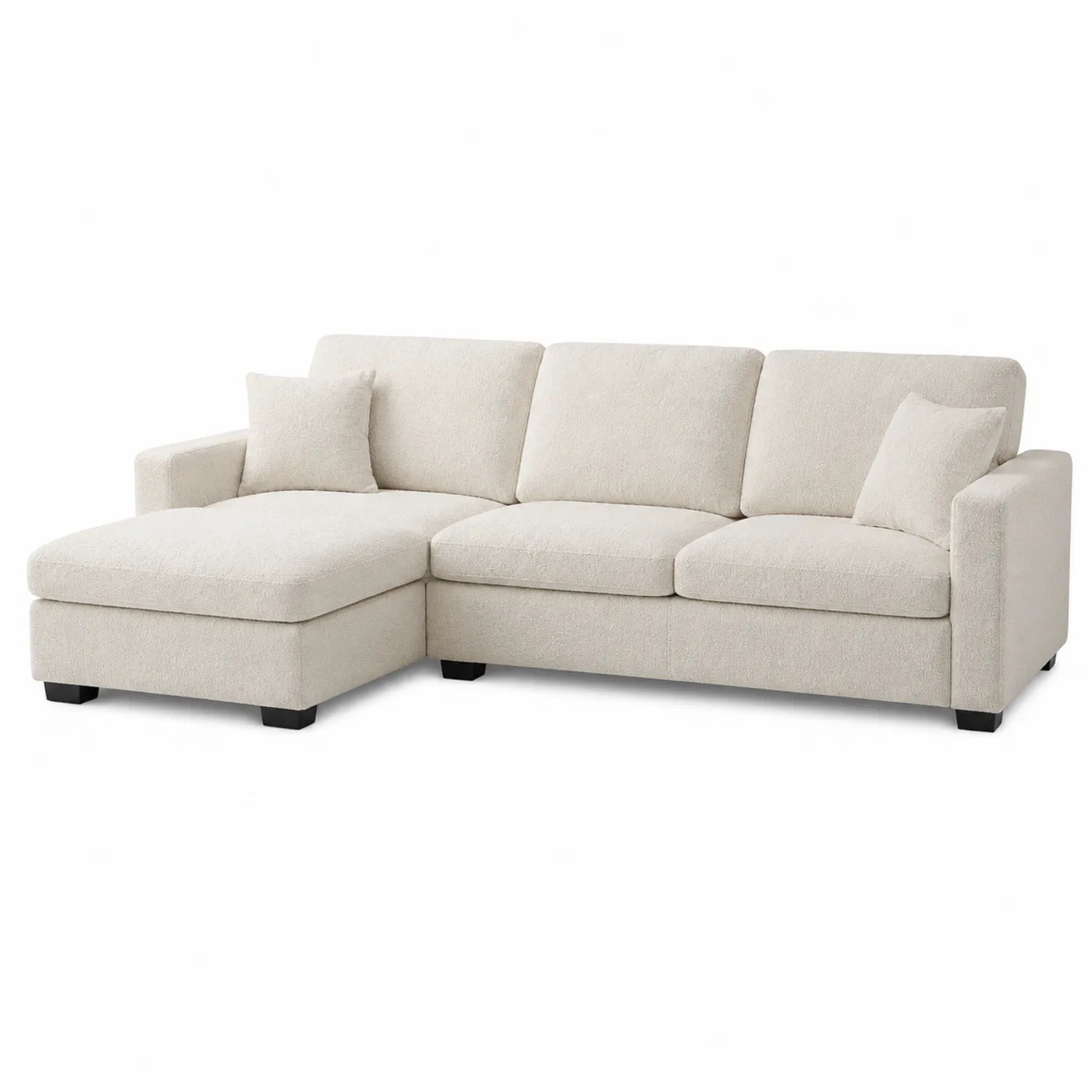 Sofa narożna z tkaniny poliestrowej beżowa 300x200x90 cm