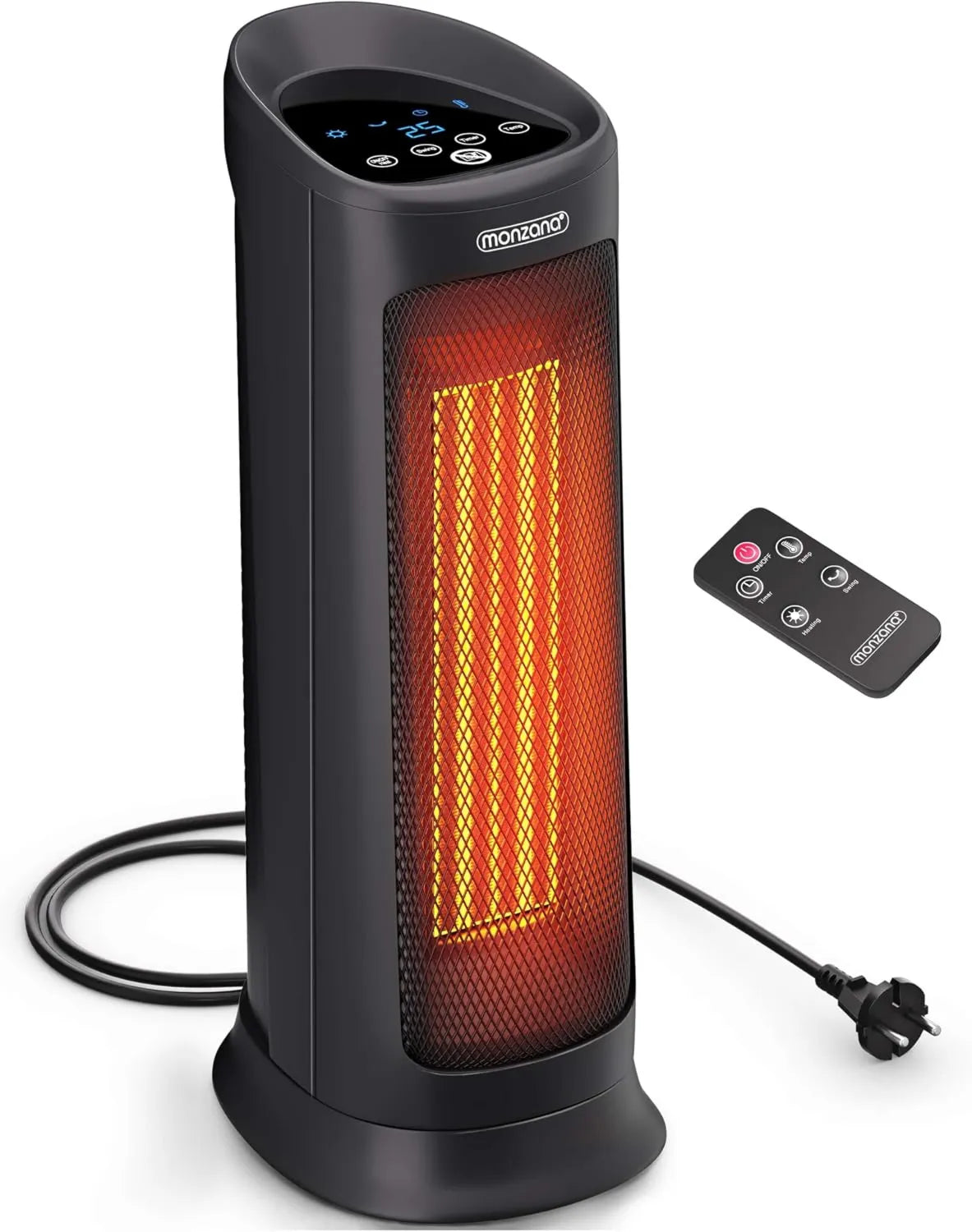 Monzana, Grzejnik elektryczny, 2000 W, 15 do 40°C, licznik czasowy, oscylacja, czarny