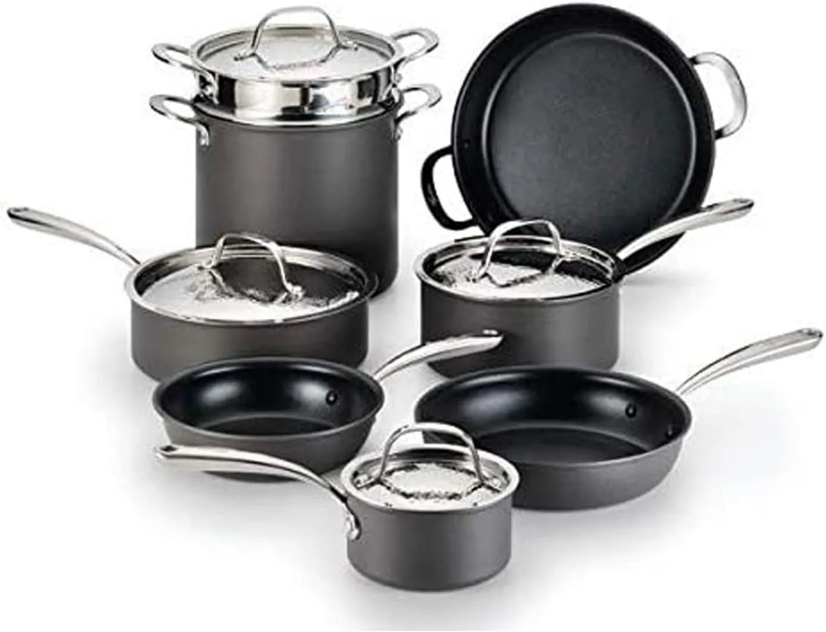 Lagostina, H904SC64 Bateria, Bateria z patelni i patelni, stal nierdzewna, szara, aluminium, anodyzowana kuchnia twarda non- stick z