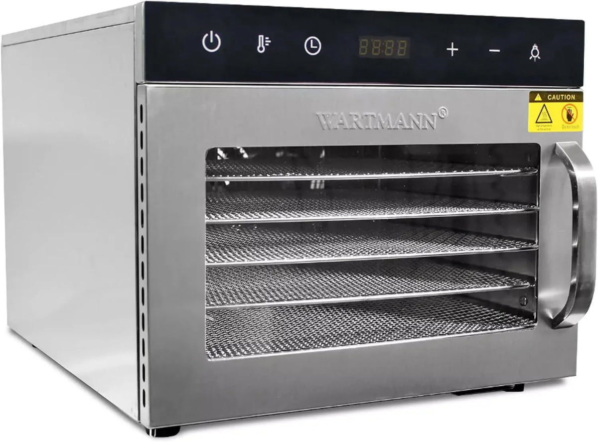 Wartmann suszarka do żywności, WM- 2206 DH Automatyczny odwodnienie ze stali nierdzewnej, Srebrny, Kompaktowy odwodnienie wyposażony w 6 Siatki odwodnienia ze stali nierdzewnej bez WM-2206