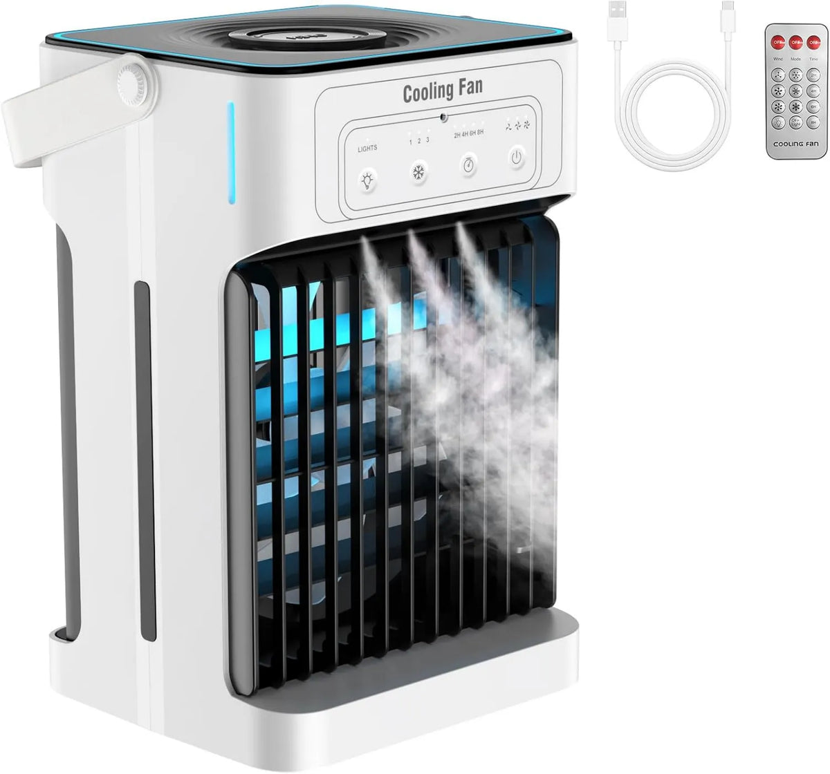 Zhinatry klimatyzator przenośny, Klimatyzator 2- 8H, 10 W, Przenośny, Stoper, 3 Prędkość, USB, Stoper i 7 LED, Apartamenty i biura, USB Clem Mobile for Rooms 2-8H