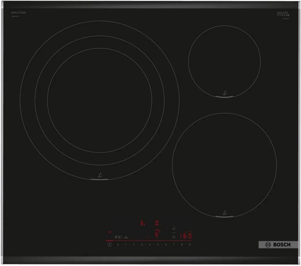 Bosch płyta grzewcza, Płyta indukcyjna PID675HC1E, 60 cm, 3 pola grzewcze, stół indukcyjny do gotowania, Home Connect, czarny, PerfectFry Plus