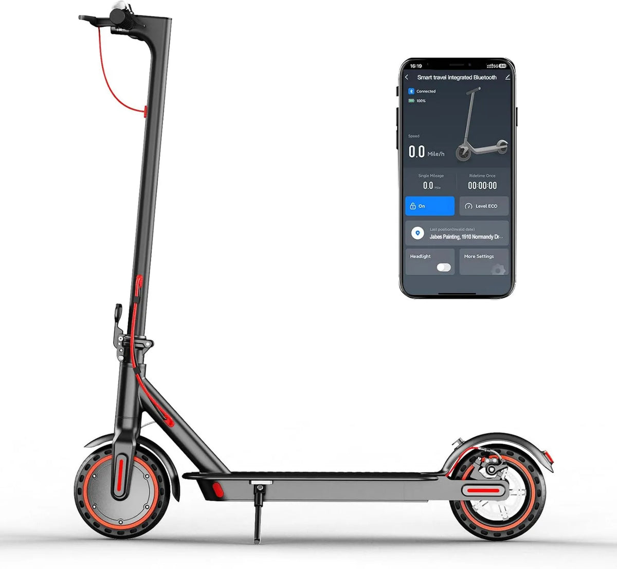 Hulajnoga, 350 W, TODIMART Hulajnoga elektryczna dla dorosłych, opony lite 8,5', 3 prędkości i składana, dla nastolatków i dojeżdżających do pracy