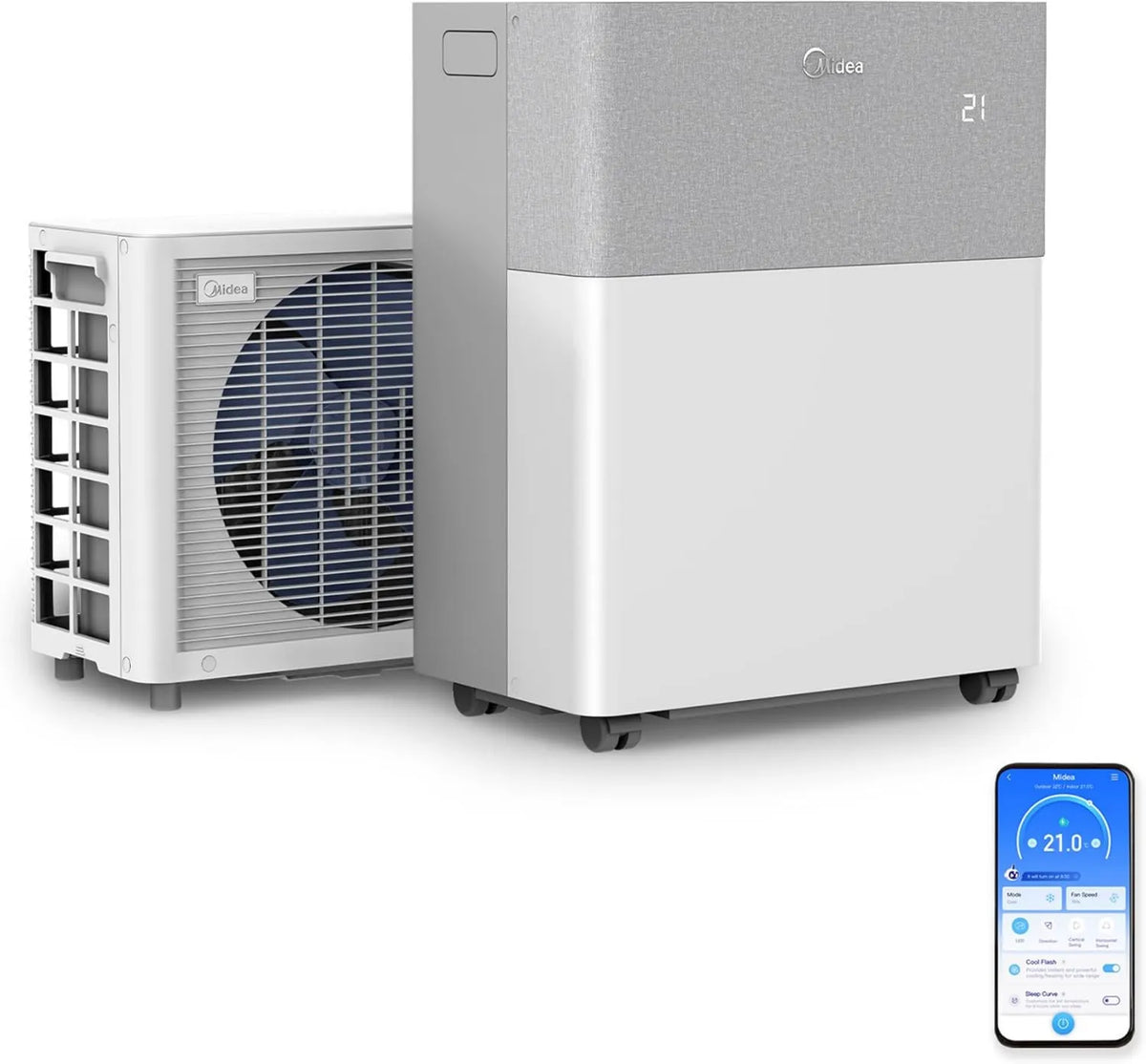 Midea klimatyzator, 12000 BTU, 42 m², Portasplit przenośny klimatyzator 4 w 1, 39 dB