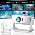 wowlink projektor, Smart TV 1080P, TV, 4K UHD, HDR, WiFi, Bluetooth, efekt 3D, biały, Build- in Smart OS & Apps & Dual Speakers, HDR10 +, dźwięk 3D, 1080P Native