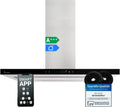 KKT KOLBE okap kuchenny, Okap próżniowy FLAT- INSEL- 6, 90 cm, dotyk, WiFi, stal nierdzewna, czarny, Okap Hanlocki, czarne szkło, zatrzymać się automatycznie FLAT-INSEL-6