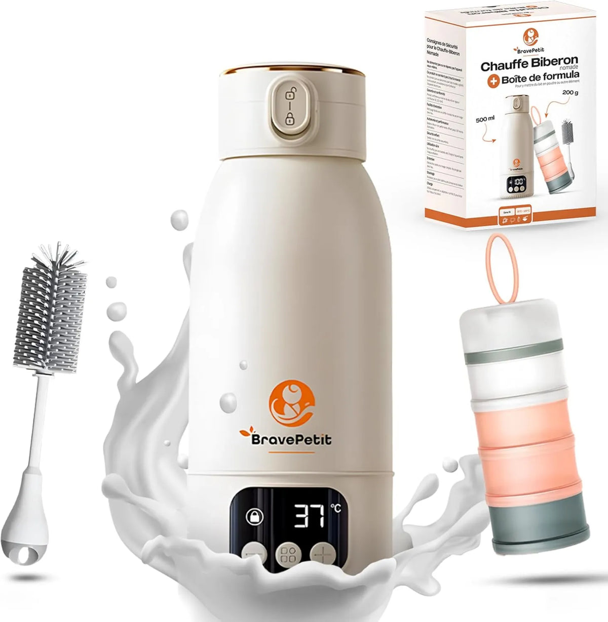 BravePetit, Przenośny, 500 ml, USB, funkcja ogrzewania, Nomalny ogrzewacz do butelek