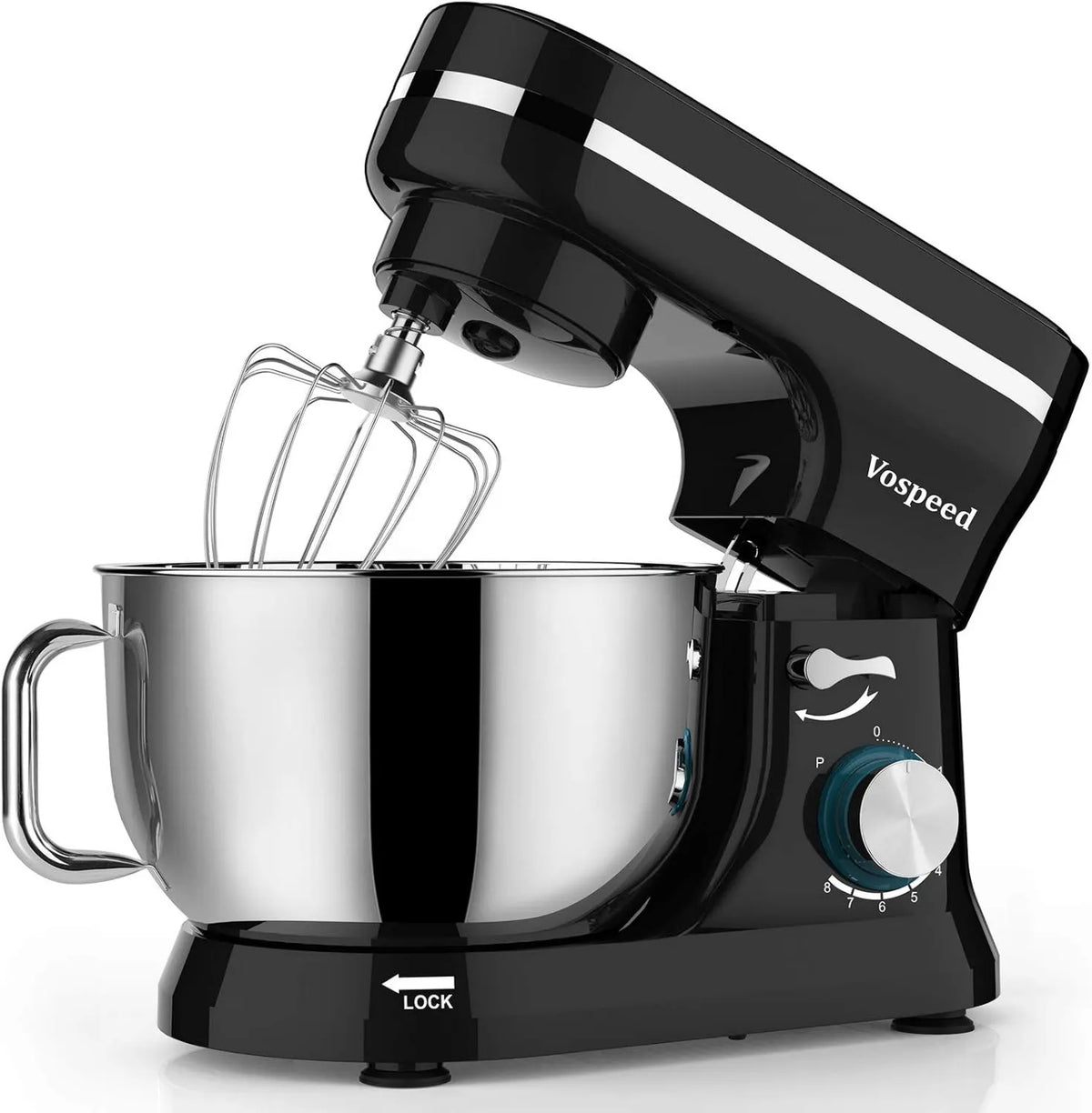 Vospeed mikser planetarny, Robot kuchenny 5QT, 1000 W, stal nierdzewna, czarny