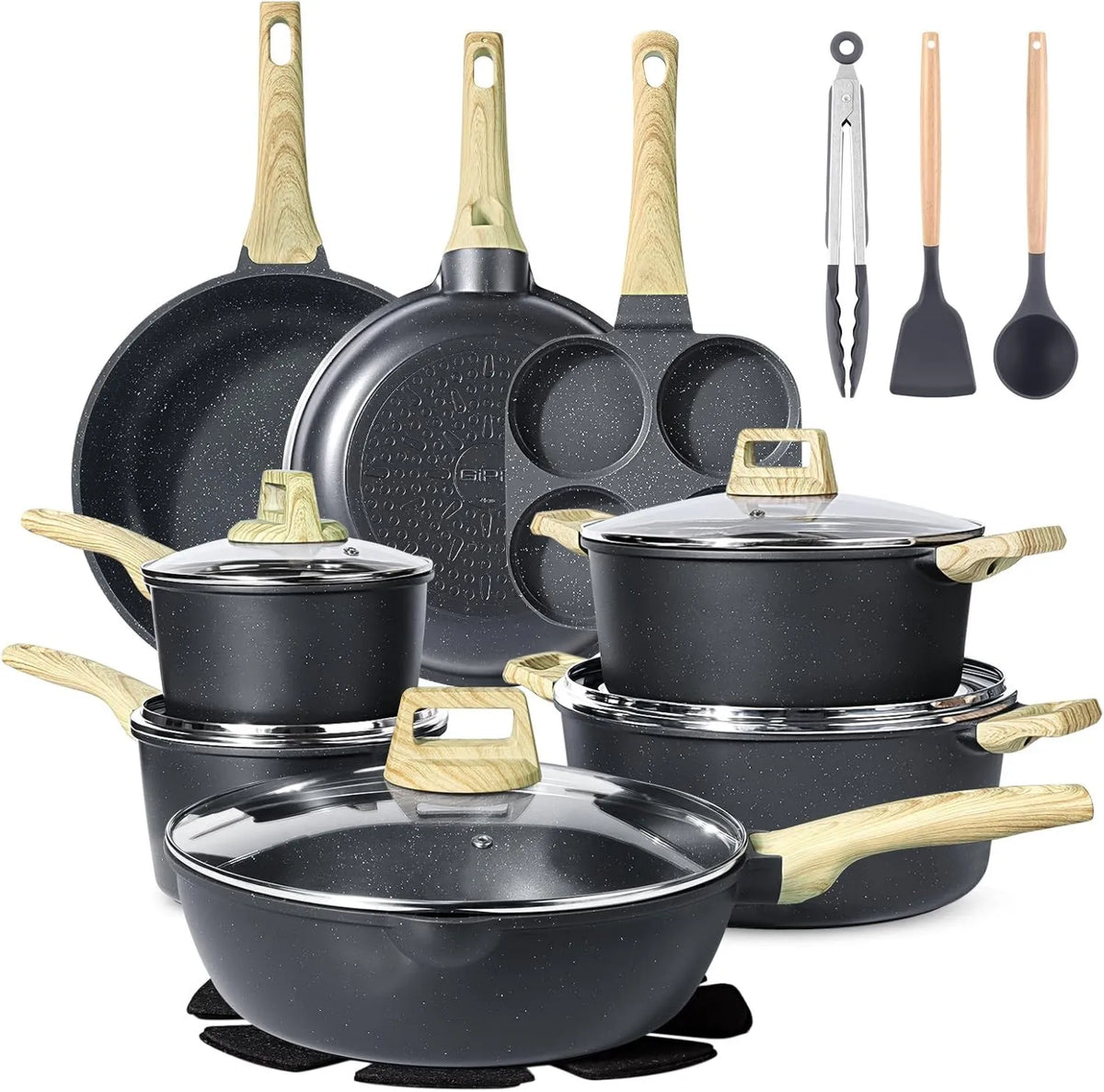 GiPP, Bateria, 22 Części, Kuchnia Non- stick Wszystkie ogniska i compri