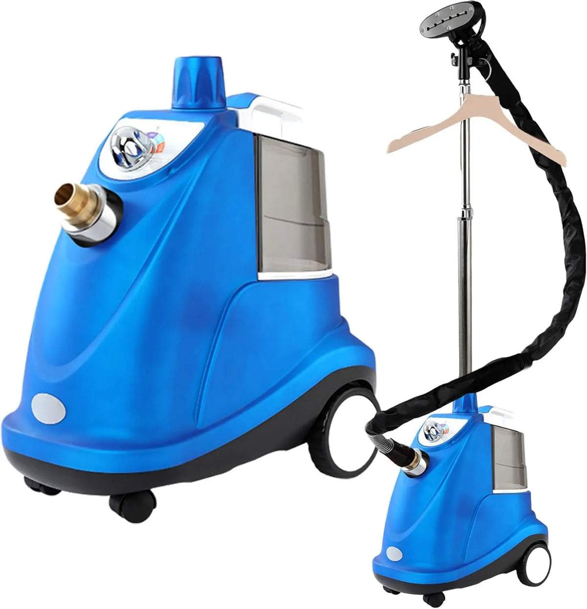 CQLXZ parownica do ubrań, szczotka, 3.8 l, 1800 W, duży zbiornik, para, profesjonalny, niebieski, do ciężkich ubrań