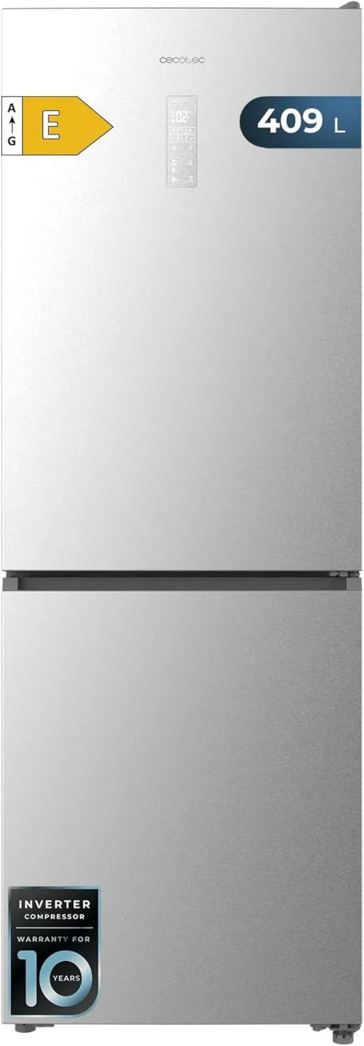 Cecotec lodówka, 185 cm, No Frost, technologia No Frost, MAX INSIDE z VIP Tech, sprężarka inwerterowa Plus, niskie zużycie energii