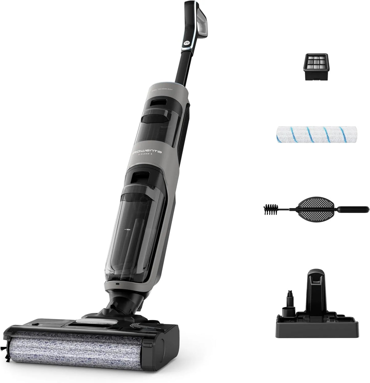 Rowenta odkurzacz, 50 min, zasilanie akumulatorowe, praca automatyczna, X-Clean 4 bezprzewodowy odkurzacz na mokro i sucho, funkcja samoczyszczenia