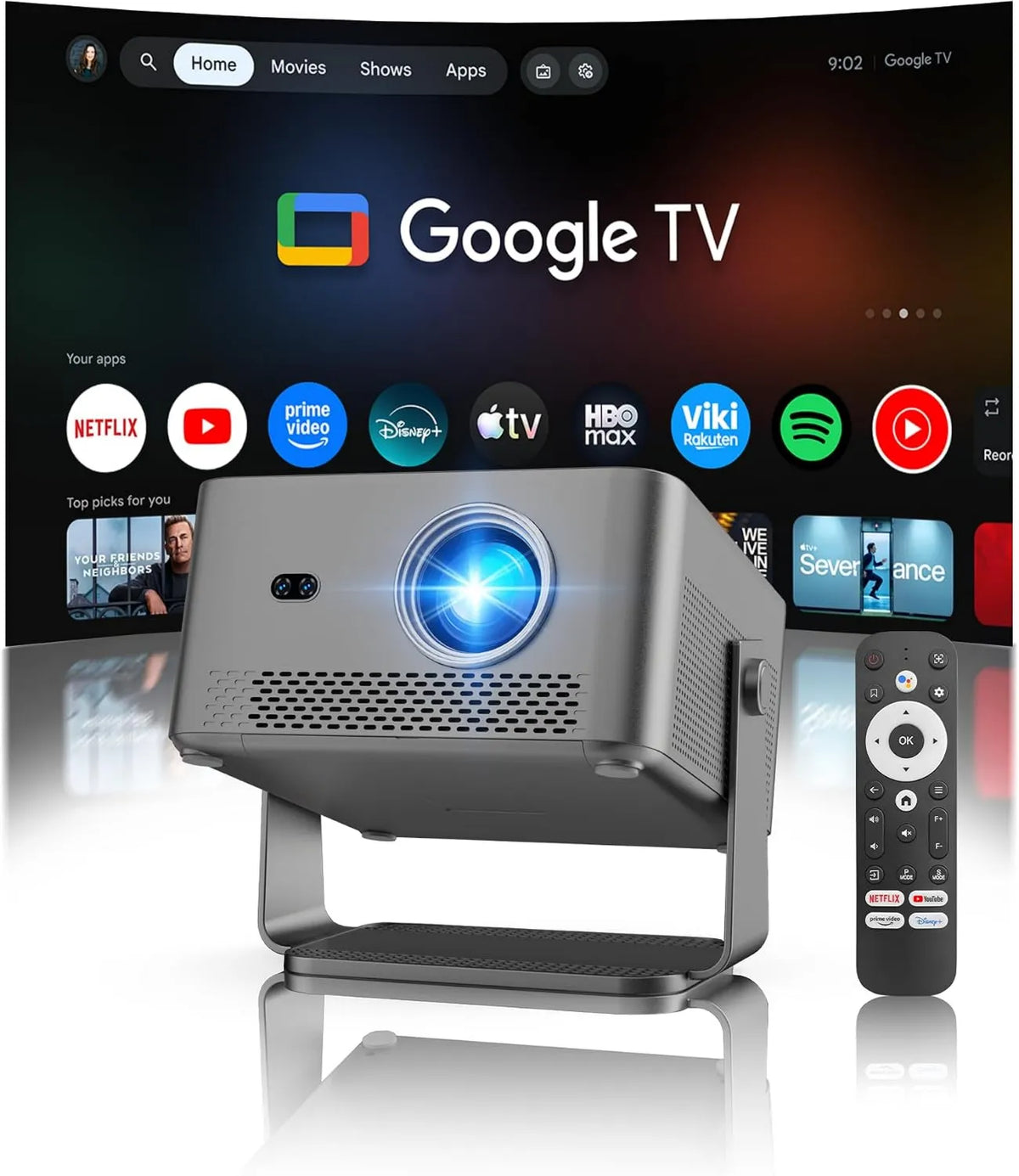 Magcubic projektor, Google 1080P HY450GT Smart TV, TV, WiFi, Bluetooth, Native 800 ANSI, 15 W Głośnik, Inteligentny, Kino Magszept HY450GT