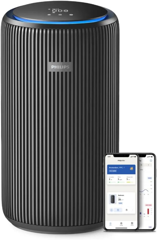 PHILIPS oczyszczacz powietrza, CADR 600 AC4221 / 11, 600 m3 / h, 15 dB, płyta IPS, czarny, filtr HEPA NanoProtect podwójny filtr węgla aktywowanego, Air + App AC4221/11