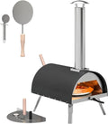 Outsunny, 12 'Elektryczny mini piekarnik do pizzy, przenośny, na zewnątrz, grill, wyjmowany, stal nierdzewna, Przenośna fabryka pizzy z peletów drewnianych, Grill ze stali nierdzewnej