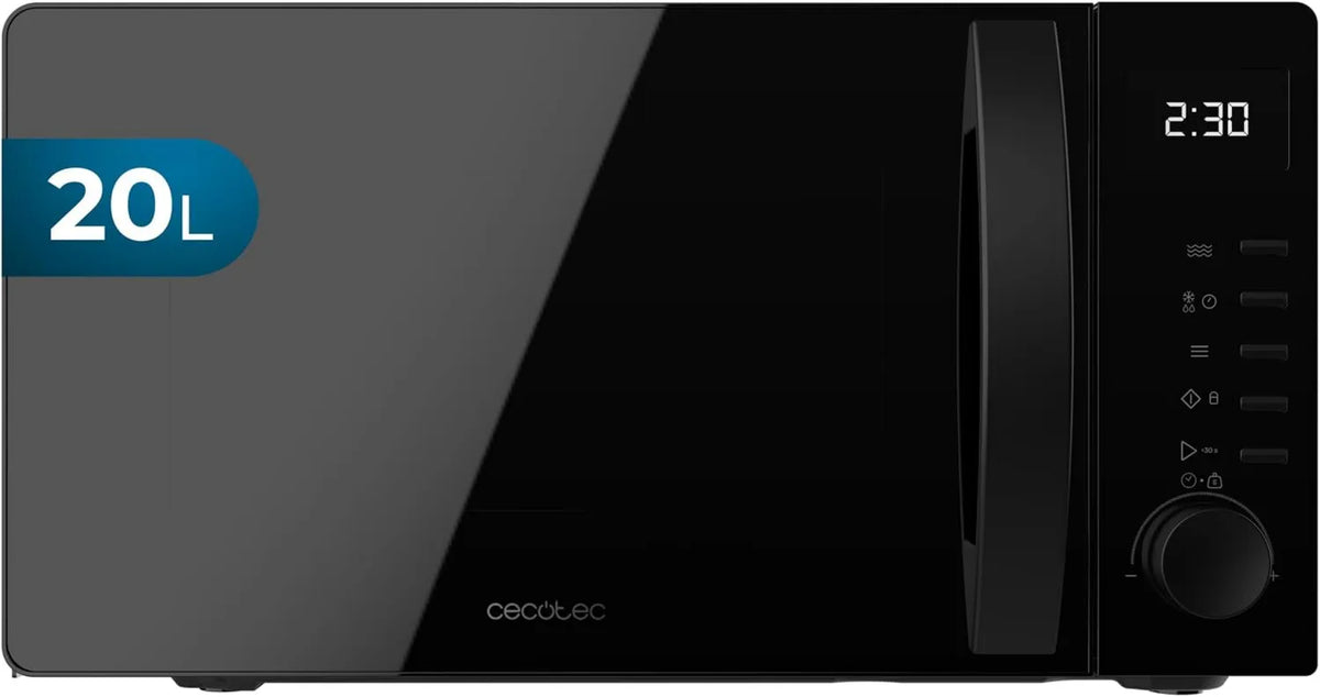 Cecotec kuchenka mikrofalowa, 3DWave 30Min, 20 l, 700 W, Zegar, Defost, Czarny, 5 poziomów, Cyfrowa 20 l Proclean