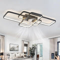 SXWNBIFH, Wentylator, 103 cm, licznik czasu, oświetlenie LED, dekoracja salonu, tłumik, czarny, odwracalny i cichy, 6 prędkości
