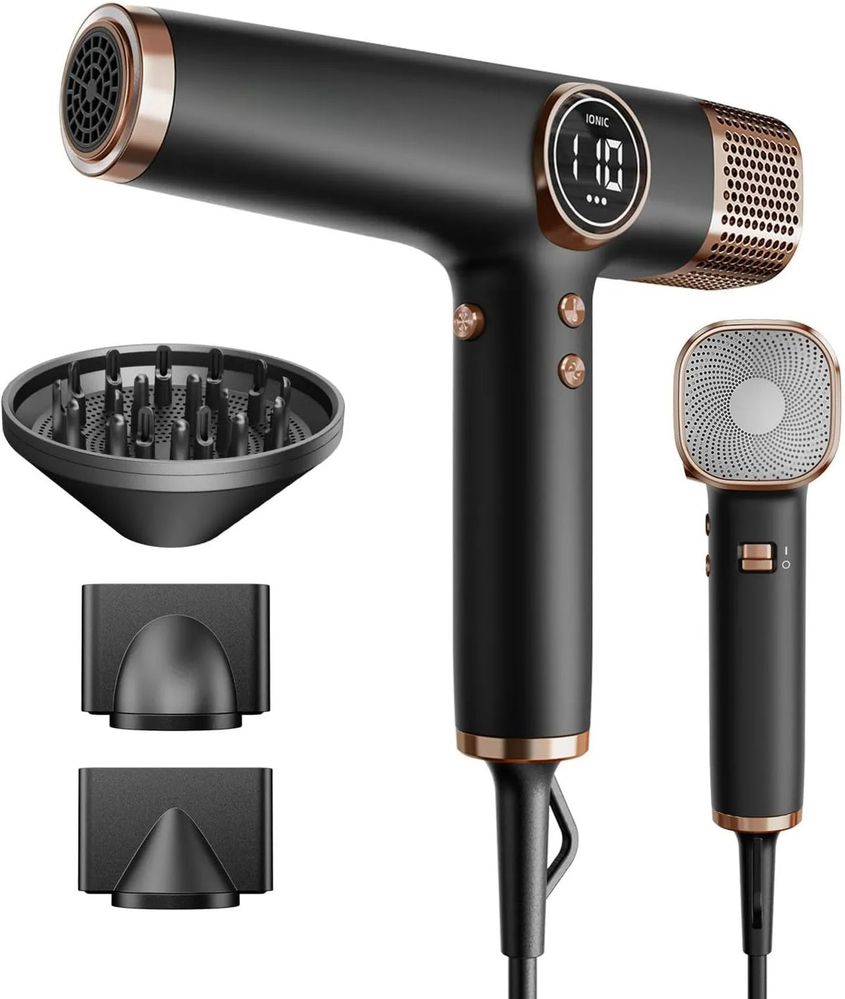 Faszin suszarka do włosów, Suchy Hair Light z 110 000 obr. / min Silnik wysokiej prędkości do szybkiego suszenia, szary