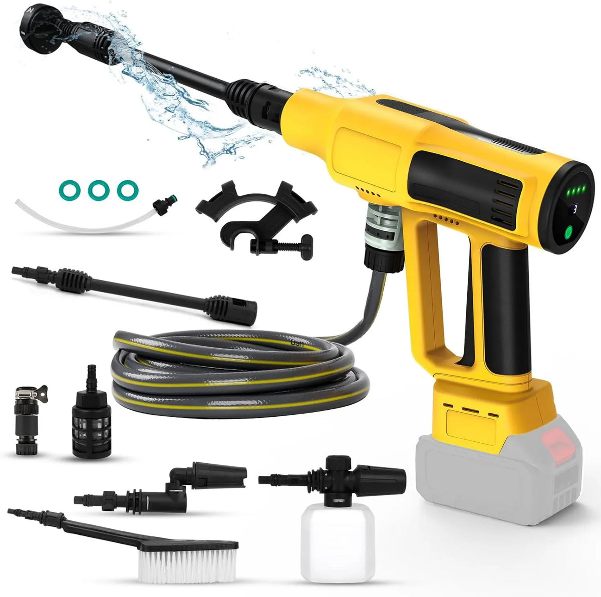 Roadtime, DeWalt Wysokie czyszczenie ciśnieniowe, 340 W, 20 V, 5 m rury, 6 w 1 dysze