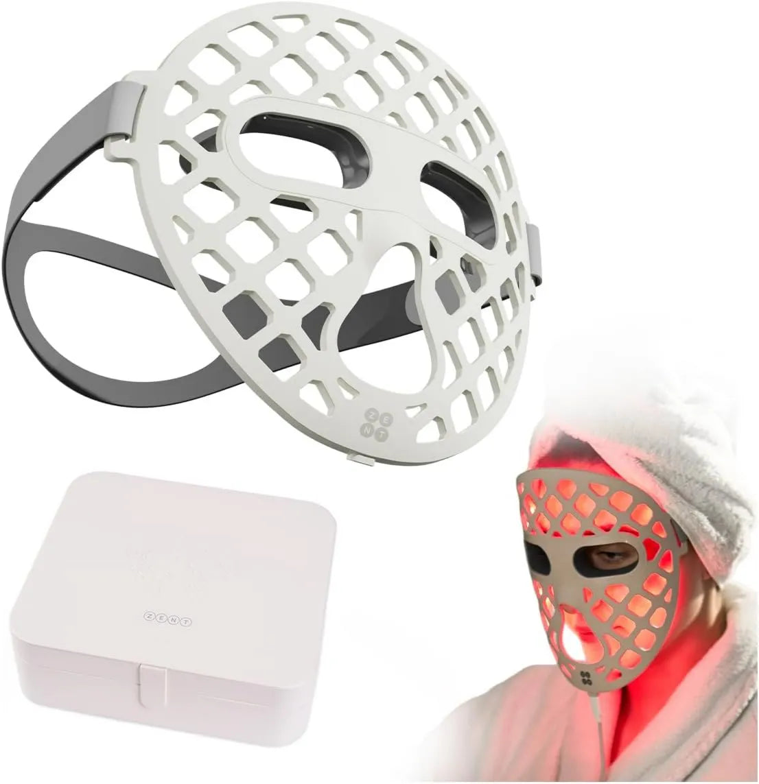 ZENT, 4-in-1 Przeciwstarzenie, Maska LED twarzy, Lekkie i wodoodporne IP67, Niebieska i żółta terapia na podczerwień, USB- C 4-en-1