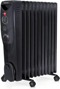 Pro Breeze grzejnik elektryczny, Elektryczny grzejnik, 2500 W, przenośny, licznik, regulowany termostat, 3 poziomów ciepła, czarny, 11 elementów
