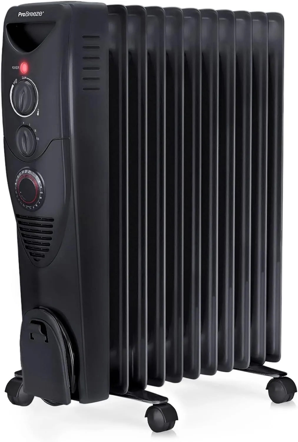 Pro Breeze grzejnik elektryczny, Elektryczny grzejnik, 2500 W, przenośny, licznik, regulowany termostat, 3 poziomów ciepła, czarny, 11 elementów