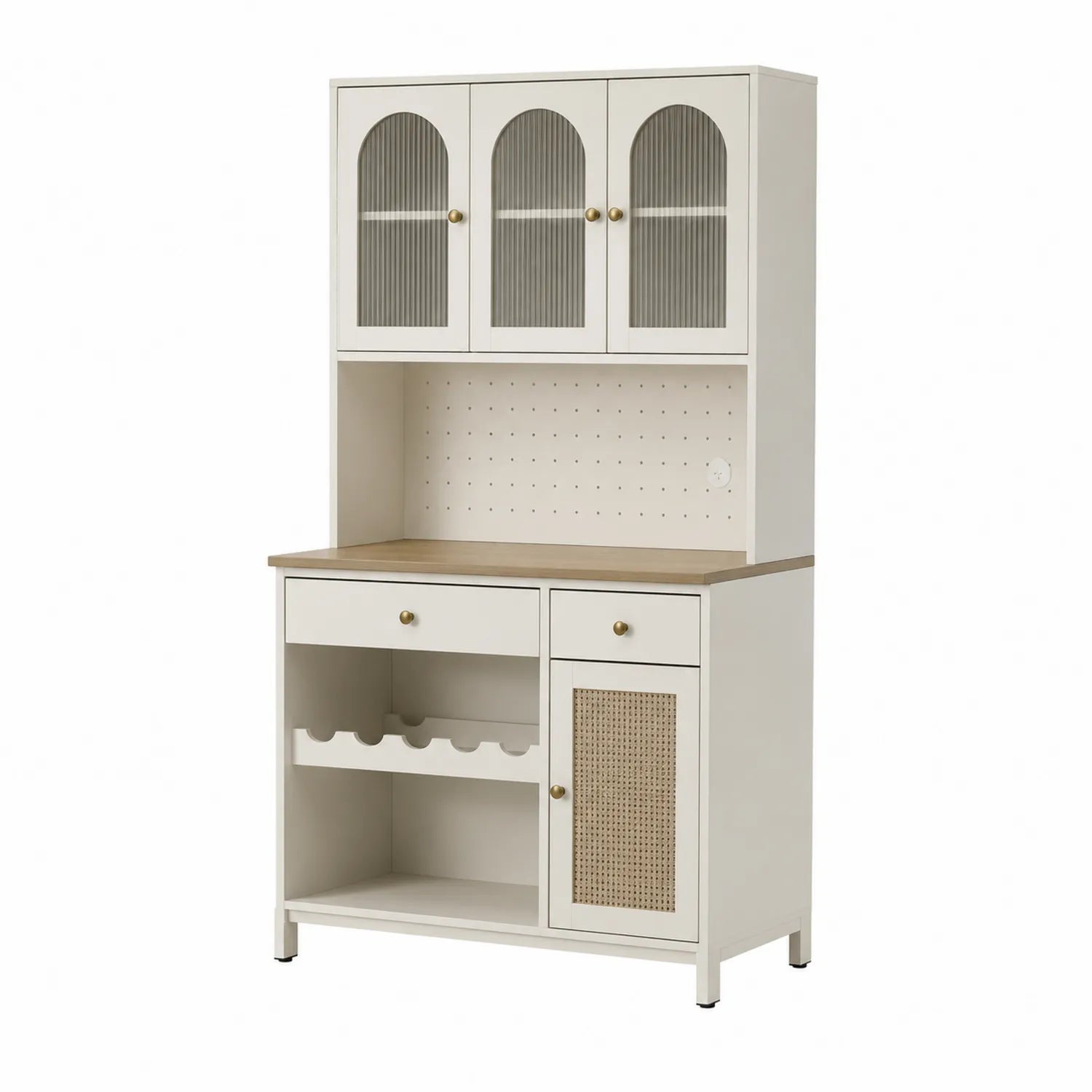 Kredens kuchenny MDF z Blatem z Drewna Biały 180x100x45cm