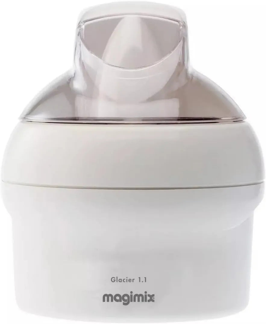 Magimix, BPA- Free, Inox Cup zimnej akumulacji, 1 l Lodowiec, Elektryczny Sorbet 15 W, Przygotowanie w 20 do 30 min, Przepisy książki, biały