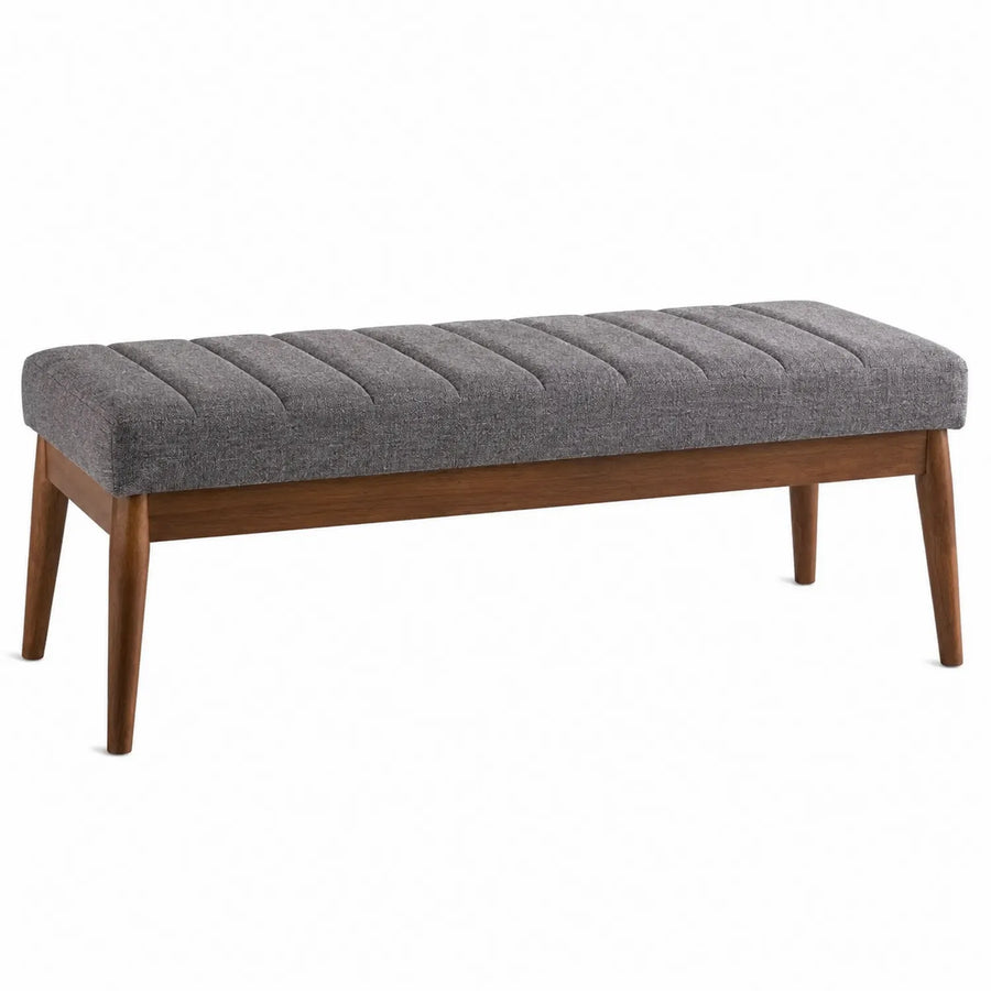 Ławka tapicerowana prostokątna tkanina drewno 120cm
