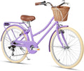 Rower, Glerc Missy 20 '24' 26 'Inch Girl Cruiser Shimano 6 Speed Hybrid City Bicycle, dla nastolatków powyżej 6 lat, z wiklinowymi koszami