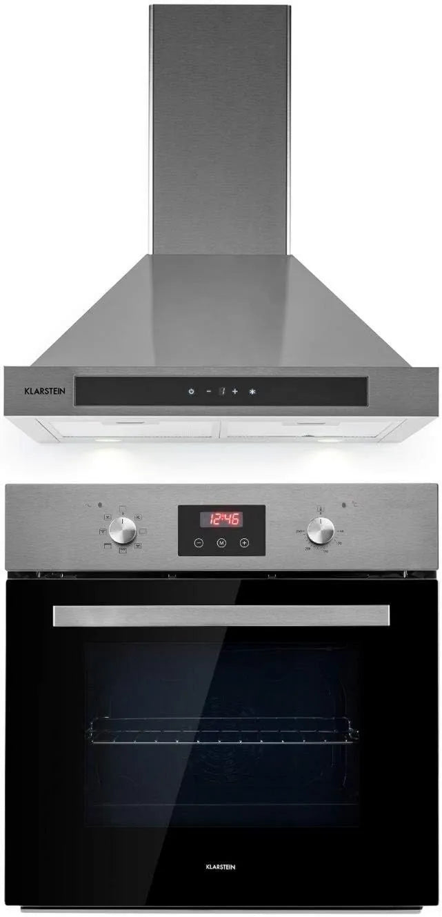 KLARSTEIN okap kuchenny, A, 50- 250 Piec elektryczny, 60 cm, 68 l, 50 do 250°C, 620 m3 / h, klasa energetyczna A, wbudowany, instalacja ścienna, 3 prędkości, czarny m3/h