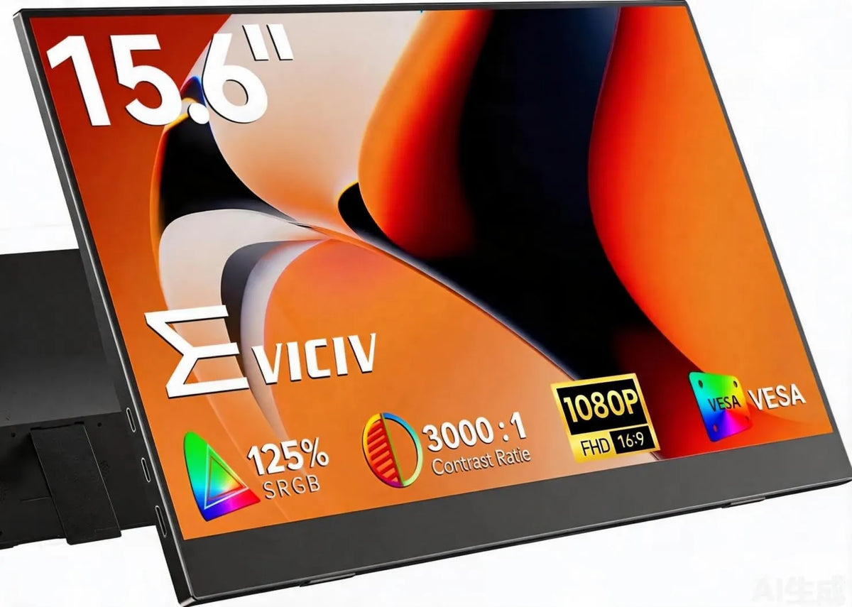 EVICIV monitor komputerowy, Monitor, 15, 6 cali, 1920 × 1080, mobilny, Full HD, HDMI, USB, PC screen, Telefon