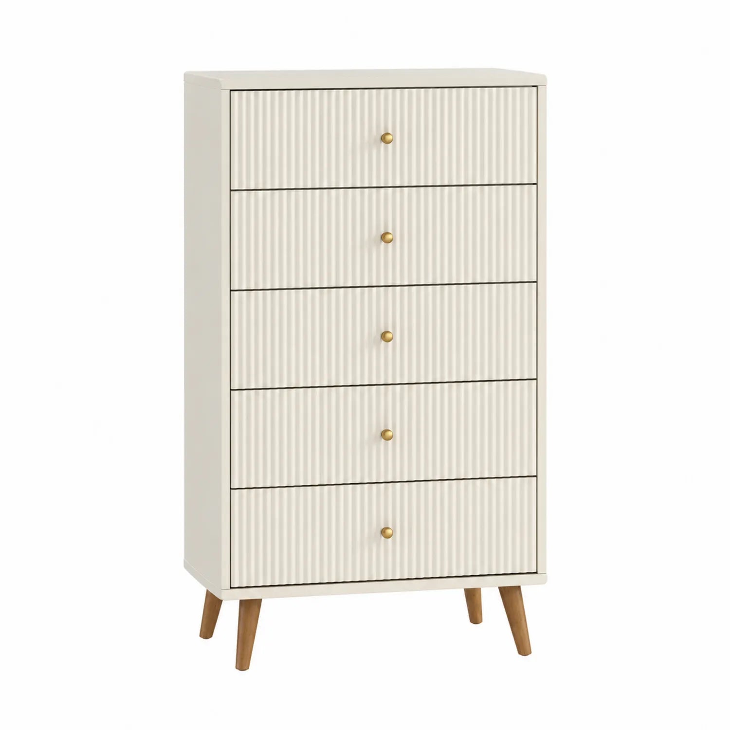 Komoda z 5 Szufladami z Płyty MDF Biała