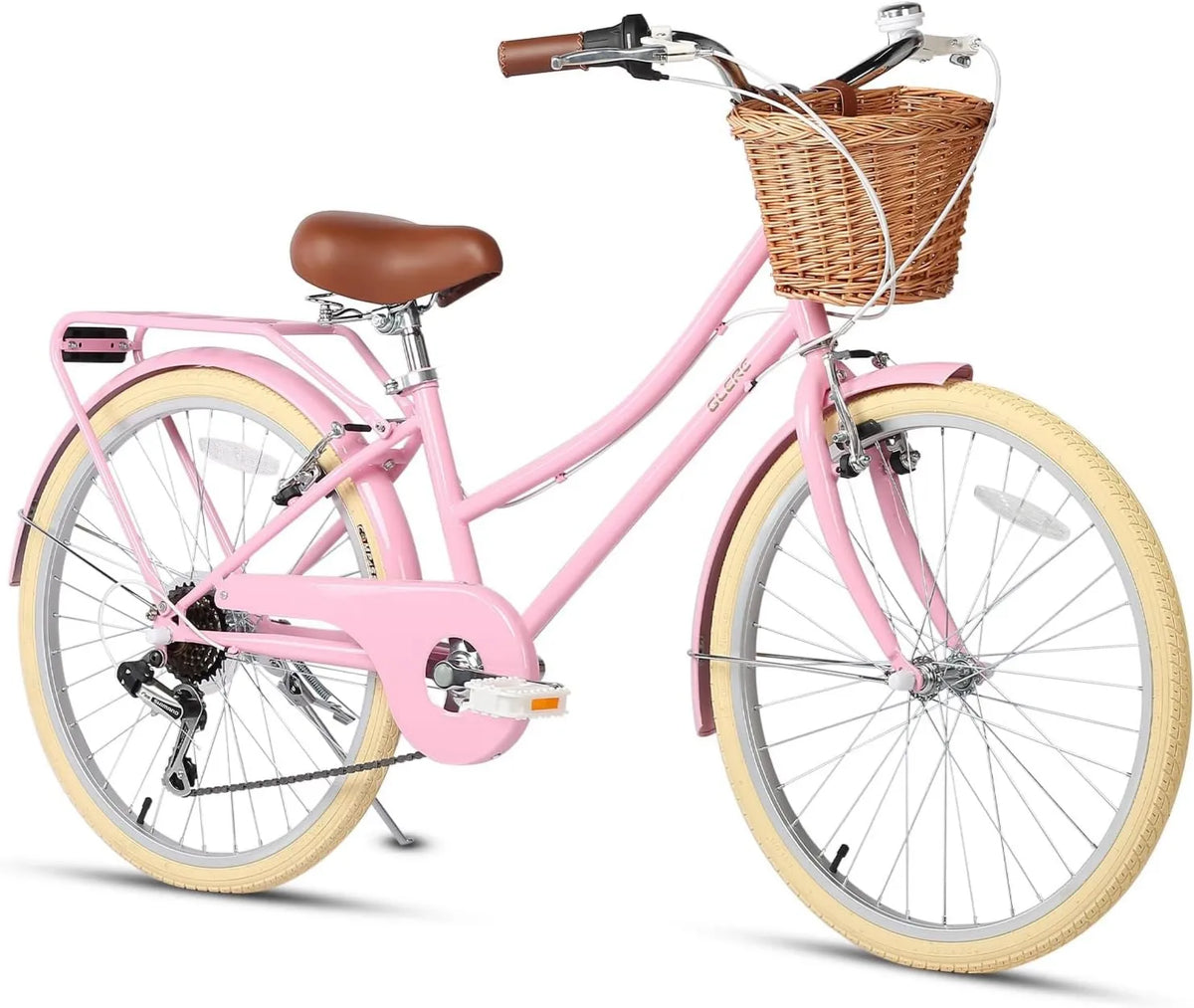 Rower, Glerc Missy 20 '24' 26 'Inch Girl Cruiser Shimano 6 Speed Hybrid City Bicycle, dla nastolatków powyżej 6 lat, z wiklinowymi koszami