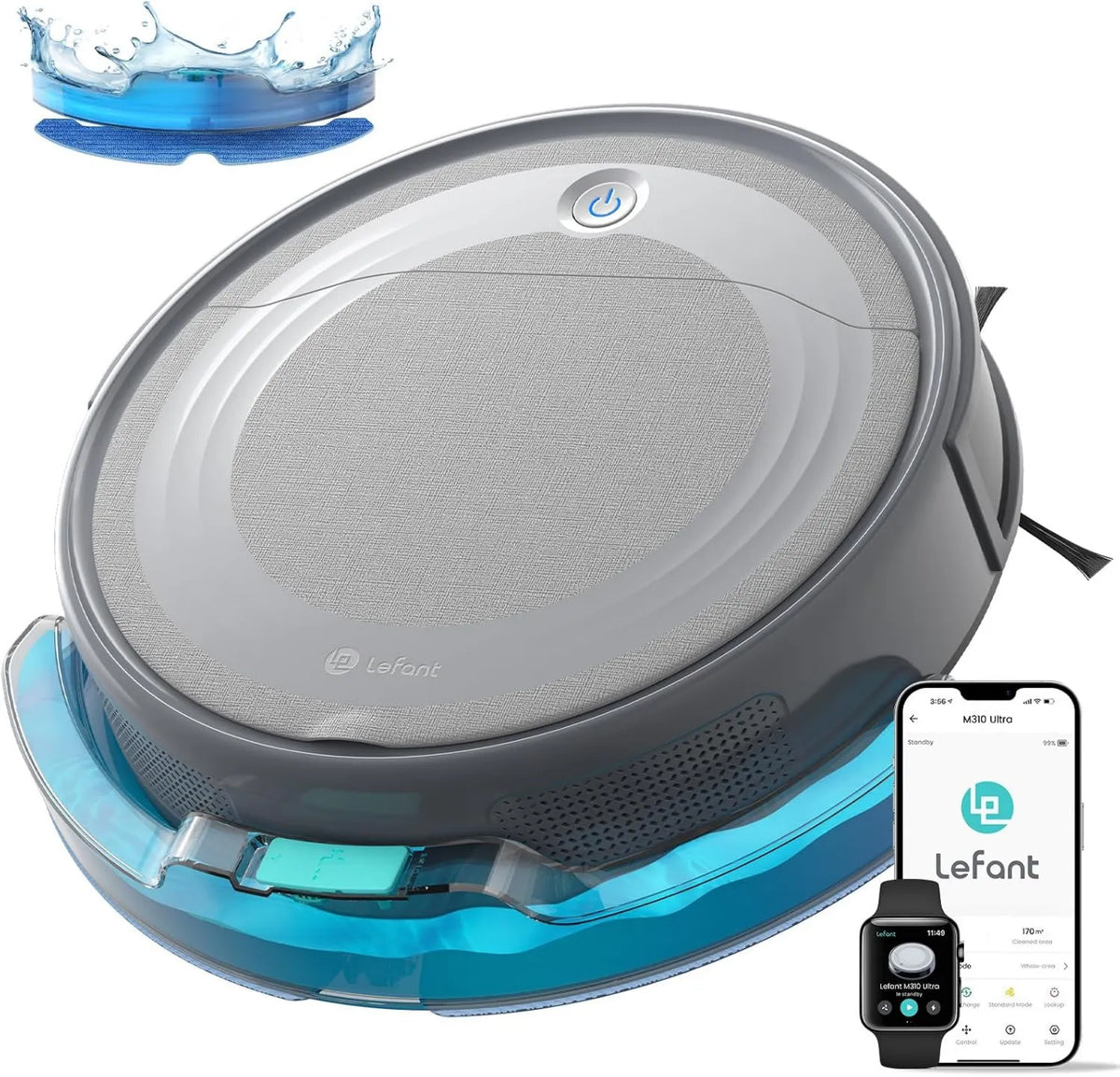 Lefant M310, 6000Pa, 500ml, sterowanie WiFi, Ultra Robot Aspirator i Myjacz Podłóg 3 w 1, Precyzyjna Nawigacja ToF + Technologia PSD
