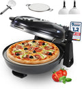 Sommertal piec do pizzy, Elektryczny, 32 cm, 2x łopata do pizzy, Zestaw 5 sztuk z wkładką kuchenną, do 400°C, kamień do pizzy, nóż