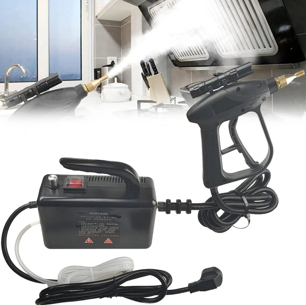 ERSINIAN myjka parowa, Czyszczenie parowe czarny- 110, 2600 W, 110 V, wielokrotne, przenośne, przemysłowe, profesjonalne noir-110