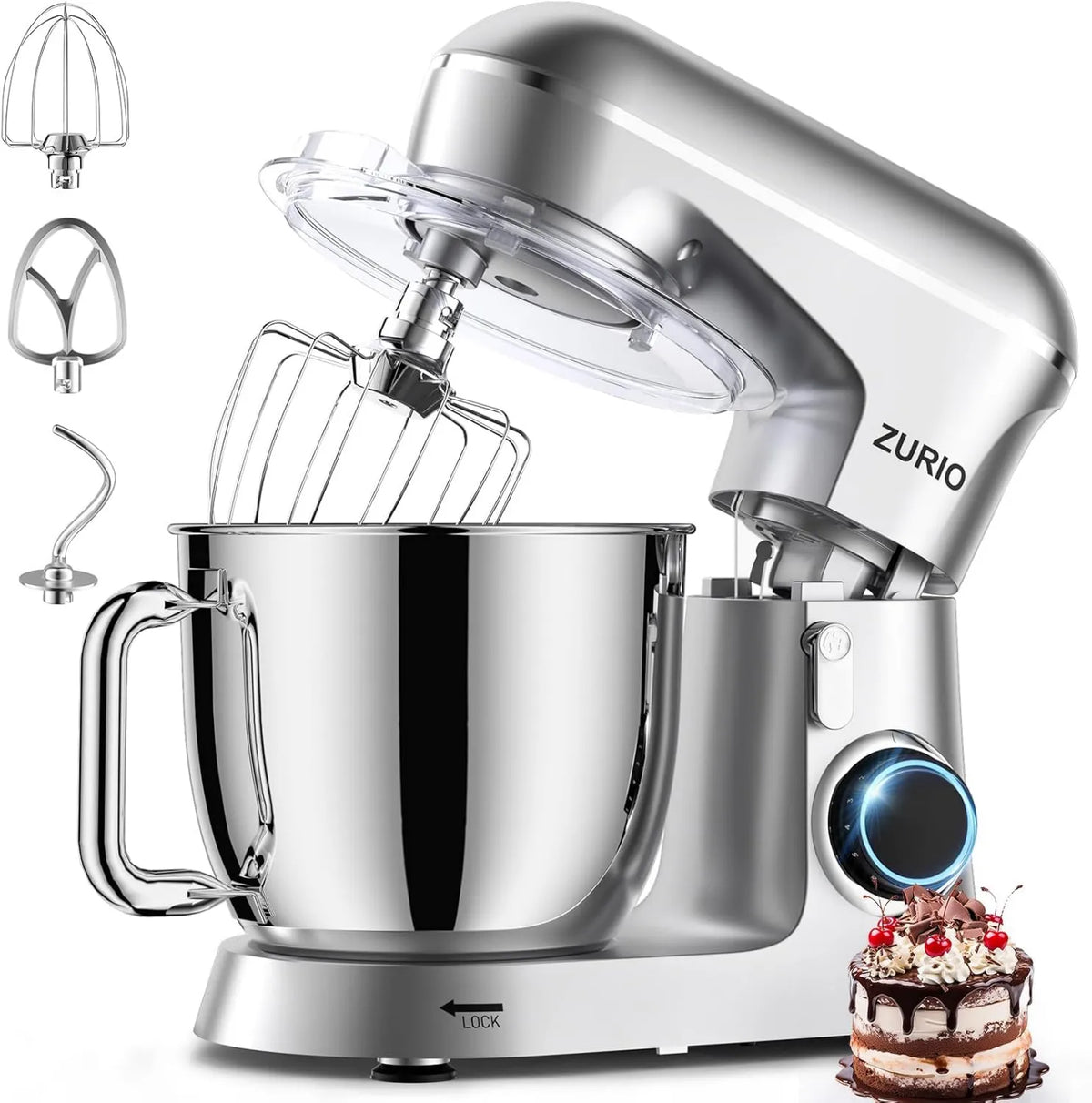zurio mikser planetarny, Akcesoria do urządzeń, 5.5 l, 1300 W, Robot, przenośny, tłumik, Patissier 1300 w 5