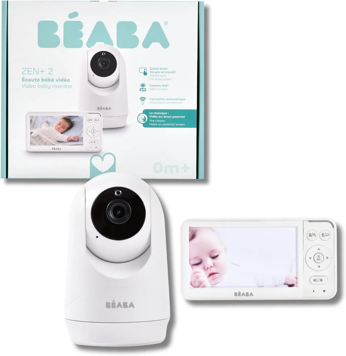 Béaba, Termometr 300m 20h, Babyphone, Aparat fotograficzny, monitor wideo dla dzieci, 300m, biały