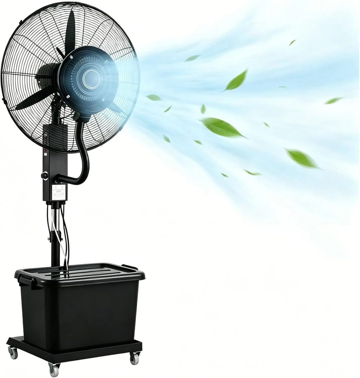 Preferspace, Wentylator 81 cm / 32in, 200 cm, 42 l, na zewnątrz, przemysłowy, 3 prędkości, oscylacja 90 °, wysokość 160-200 cm, 3 Prędkość regulowana 81 cm/32in