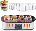Generic, Jogurt cyfrowy z wyświetlaczem LCD, zawiera 8 szklanych słoików na jogurt i domowe desery, pojemność 1400 ml