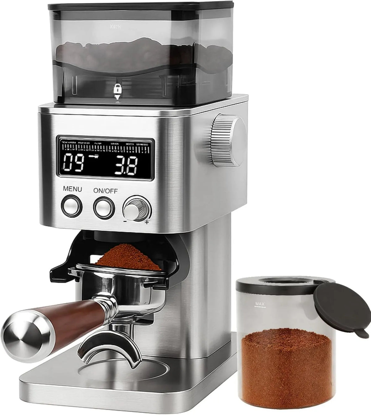 Homtone, Mill, młyn do kawy, LCD ekran, stal nierdzewna, 31 poziomów, do Espresso / Café Filter / Francuska prasa, Homoton