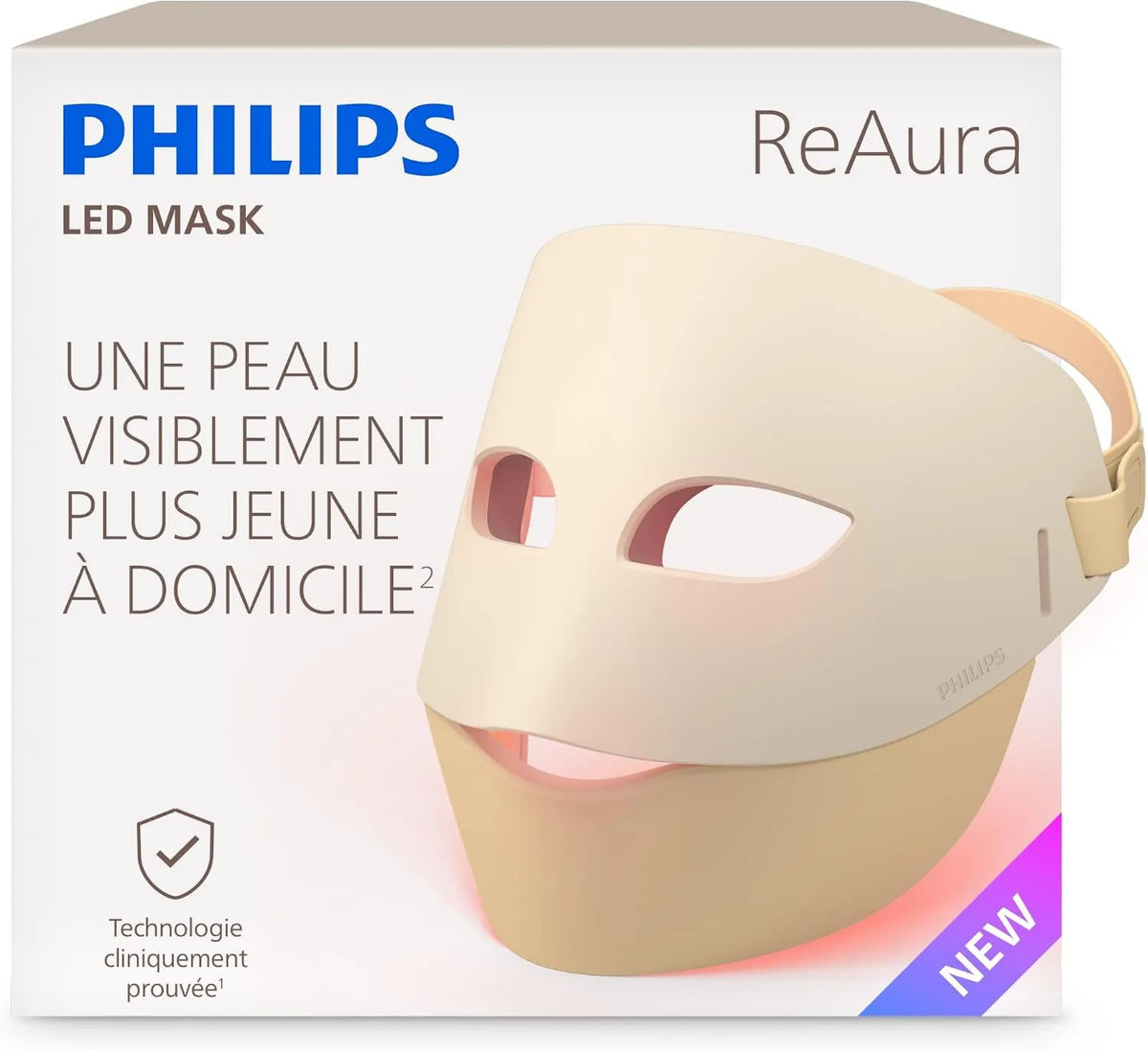 PHILIPS, 3- in-1 LTM7100 / 00 miękki design, ReAura, 3- in-1 LED maski twarzy, 3 specjalistyczne tryby, 10 min, kontur oka i szyi, lekka technologia 3 w 1 LTM7100/00