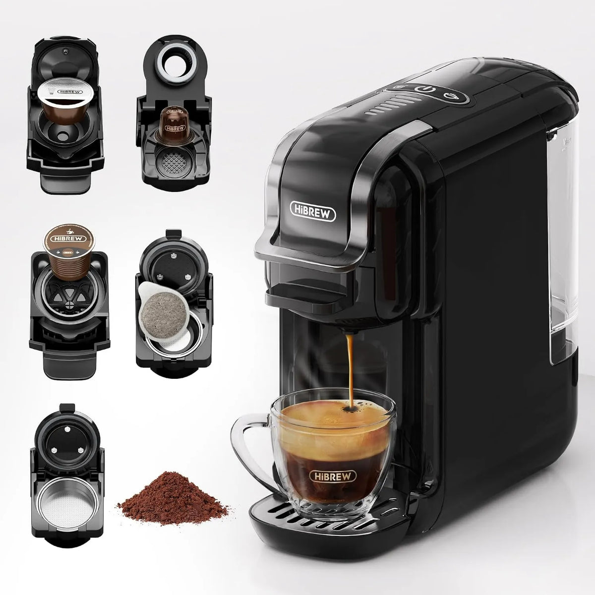 HIBREW, Kawiarnia H2B, ekspres do kawy, 20 bar, czarny, drewno, do espresso